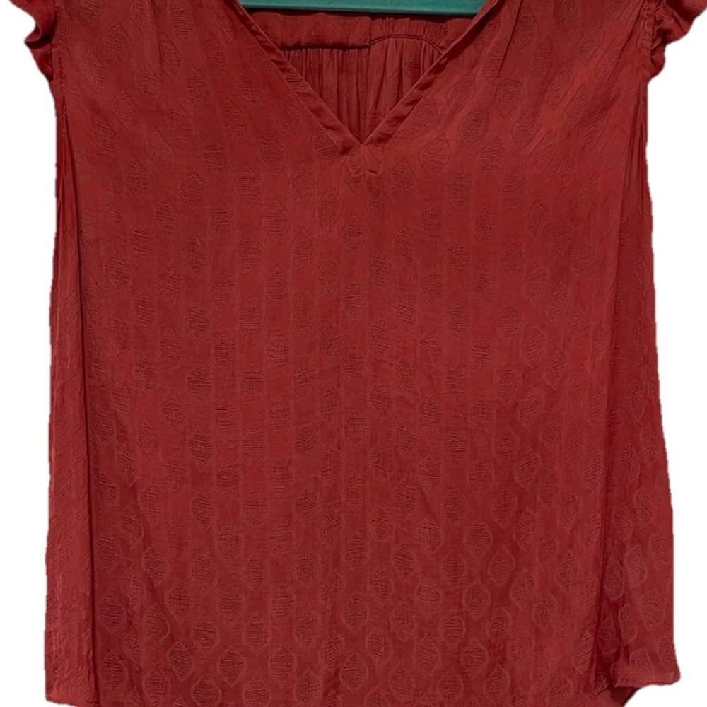 Maeve Anthropologie Women Blouse Rose Tyrie Ruffle Sleeveless V Neck Small - Picture 7 of 14